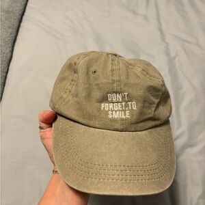 SHEIN Olive Green Embroidered 'Don't Forget To Smile' Baseball Cap